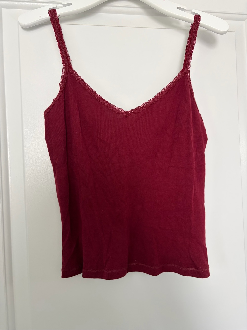 Brandy Melville Lace-Trim Burgundy Tank Top